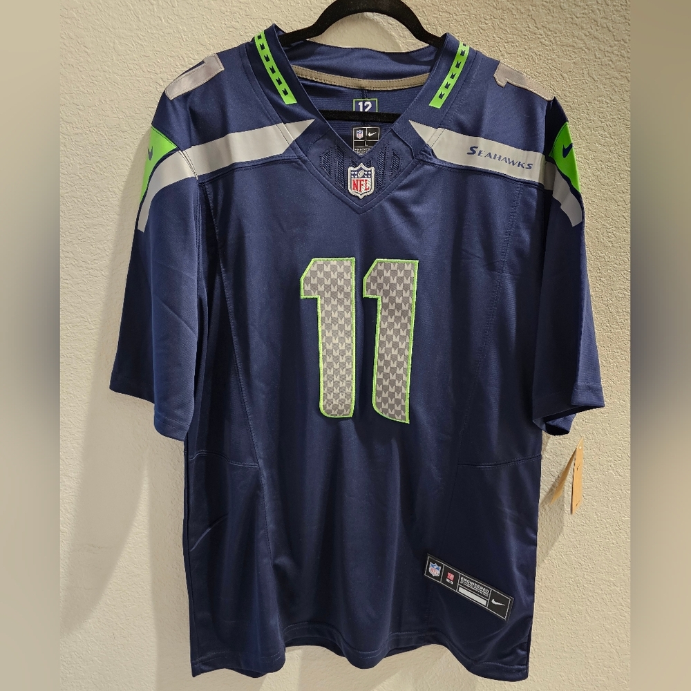 Nike Navy and Lime Green Football Jersey